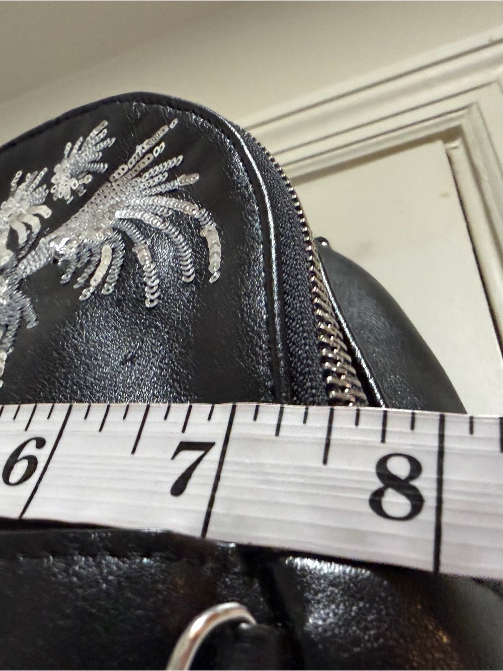 Victoria's Secret Black Mini Backpack with Silver Chain and Palm Accent - Picture 15 of 16